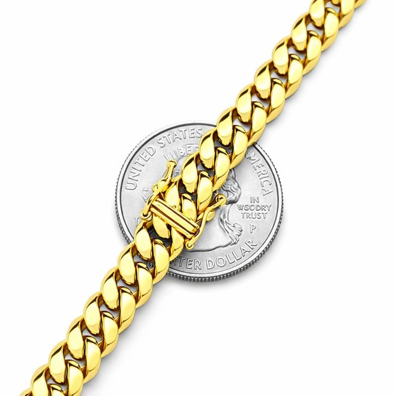 10K Yellow Gold 8mm Miami Cuban Link Necklace Chain or Bracelet, 20"-26"