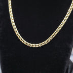 10K Yellow Gold Chino Link Chain Necklace Bracelet Set Mens 20" 7" 5mm CZ Clasp