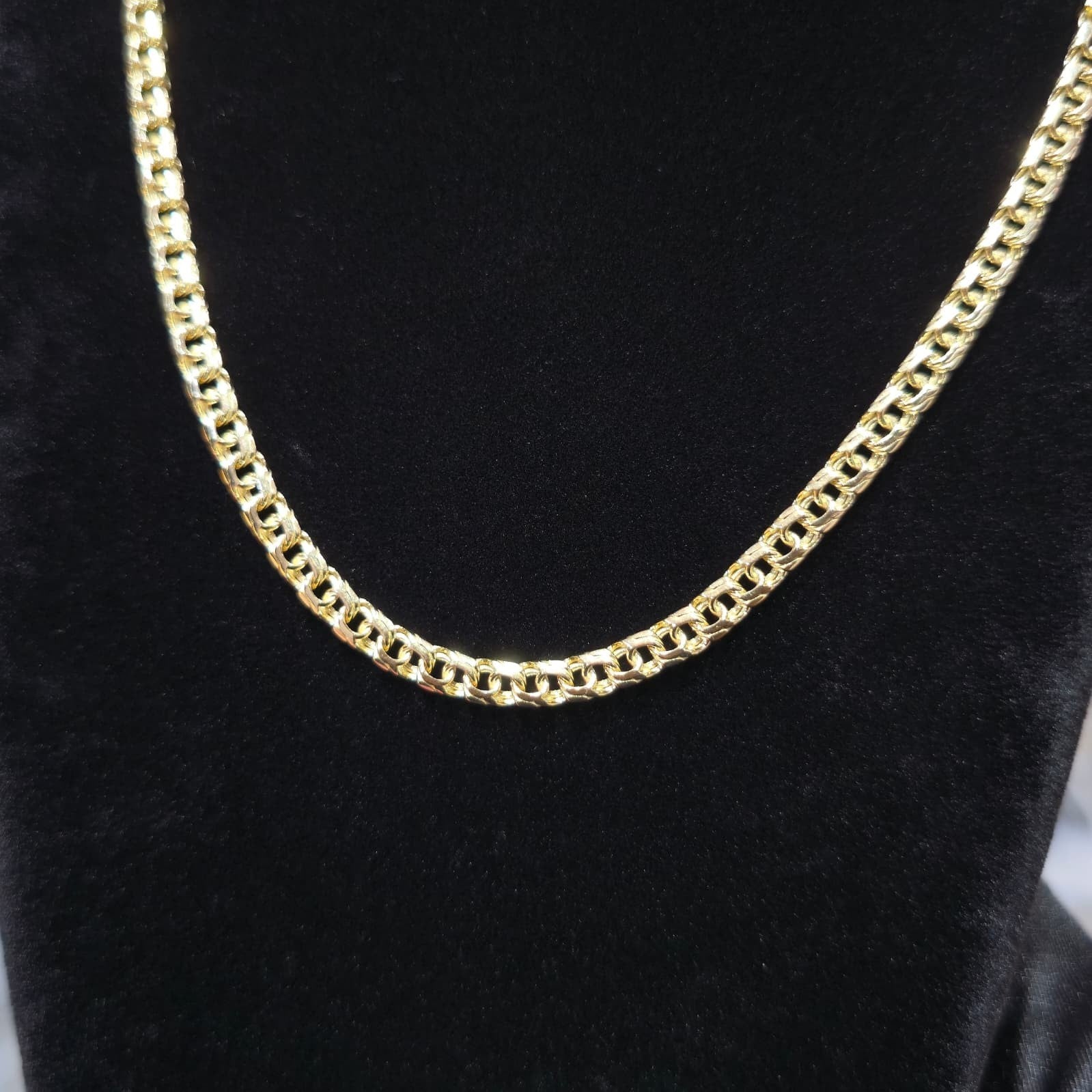 10K Yellow Gold Chino Link Chain Necklace Bracelet Set Mens 20" 7" 5mm CZ Clasp