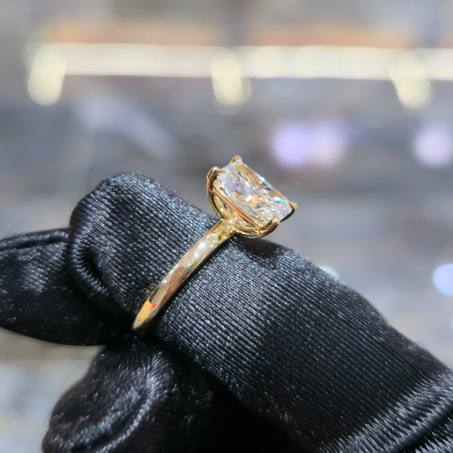 14K Gold 3.01ctw Lab Grown Diamond Radiant Ring F VS2 Solitaire Jewelry Palace