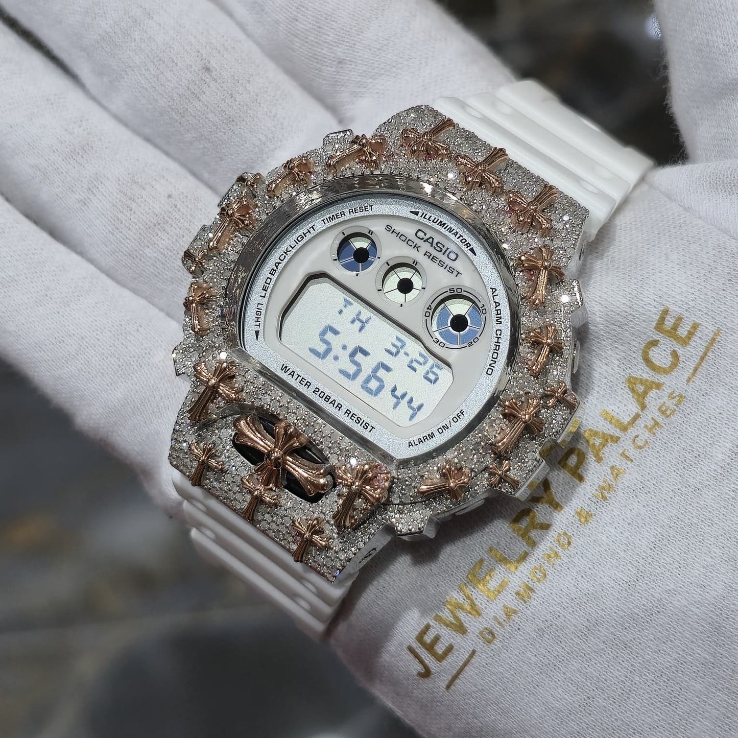 Authentic Diamond G-SHOCK DW6900TR Watch Cross Bezel | 5.00 CTW Natural Diamonds