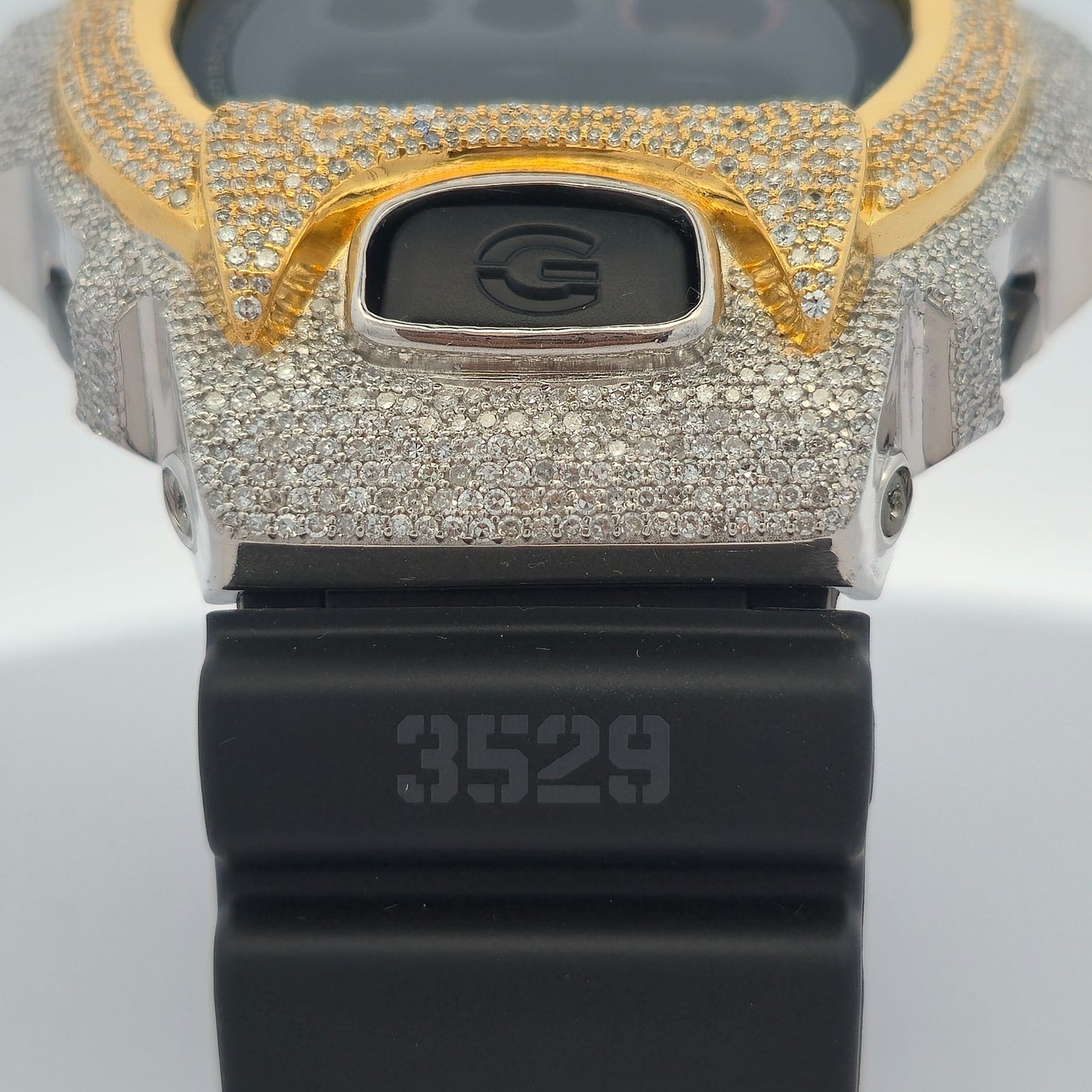 Casio G-Shock 6900 TwoTone Iced Out Natural Diamond Watch 5CT