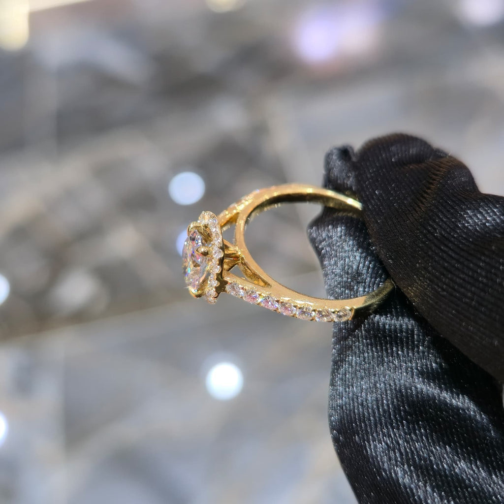 14K Yellow Gold Lab Grown Diamond Ring 1.00 ct Center Women Fine Jewellery