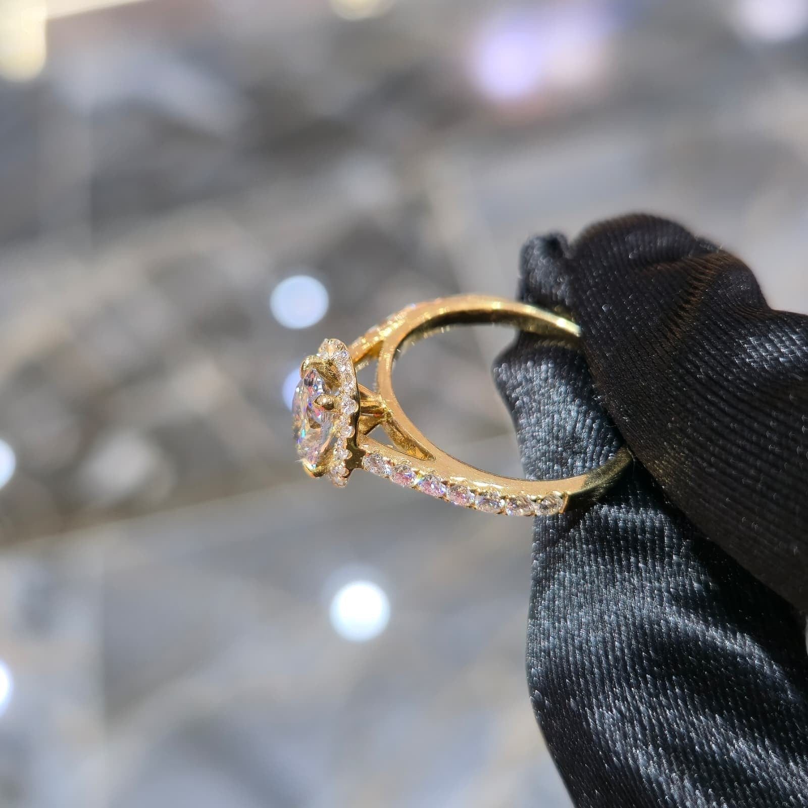 14K Yellow Gold Lab Grown Diamond Ring 1.00 ct Center Women Fine Jewellery