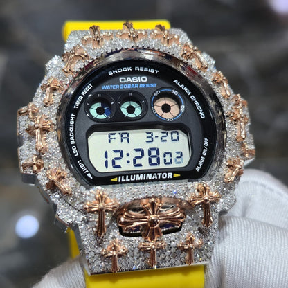 Authentic Diamond G-SHOCK DW6900TR Watch Cross Bezel | 5.00 CTW Natural Diamonds