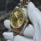 Rolex Datejust 36 16233 Champagne Dial Vintage Two Tone Jubilee Gold Steel