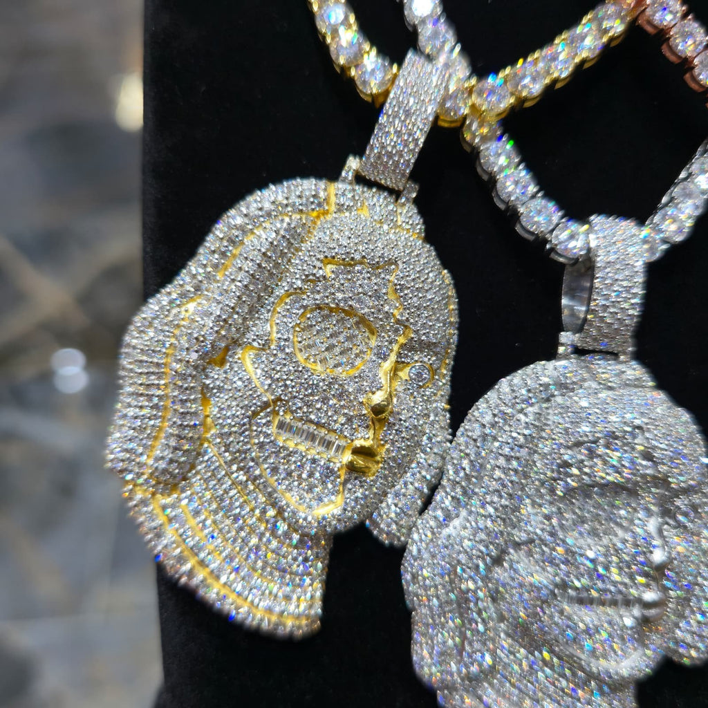 Benjamin Two Face Pendant VVS Moissanite 925 Silver Iced Hip Hop Tennis Necklace