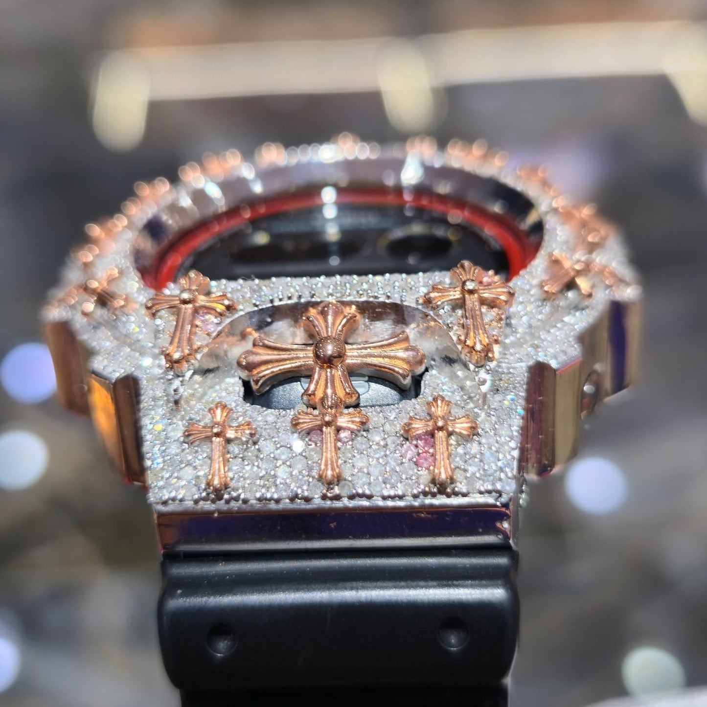 Authentic Diamond G-SHOCK DW6900TR Watch Cross Bezel | 5.00 CTW Natural Diamonds