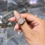 DEAL! 1.00CT Diamond Cluster Halo Ring 10K TwoTone Yellow White Gold Split Shank