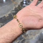 10KT Gold Puff Link Bracelet 12mm 7.5 Inch Solid Yellow Gold Women Men
