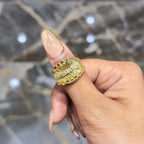 10K Solid Yellow Gold Last Supper Ring Cross Design Men’s Pinky Statement Ring