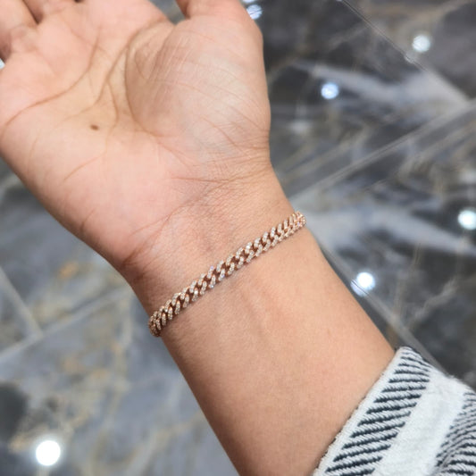 Natural Diamond Cuban Bracelet 10K Rose Gold 5mm 1.46ctw Box Clasp 6"