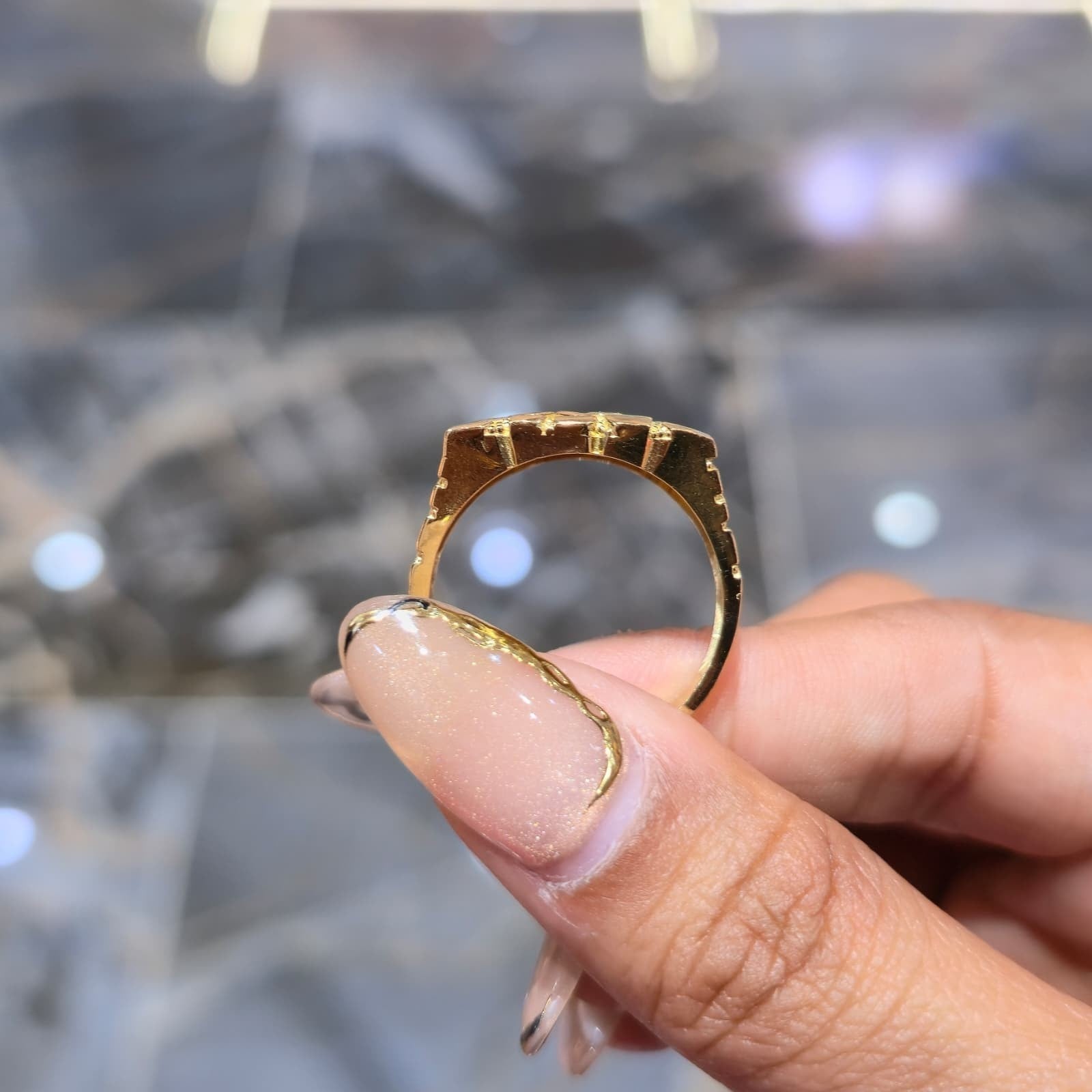 Extra Large Square Dome Nugget Ring Solid Real 10K Yellow Gold All Sizes
