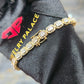 10K Yellow Gold Baguette Cluster Diamond Tennis Bracelet 8in 2.50ctw