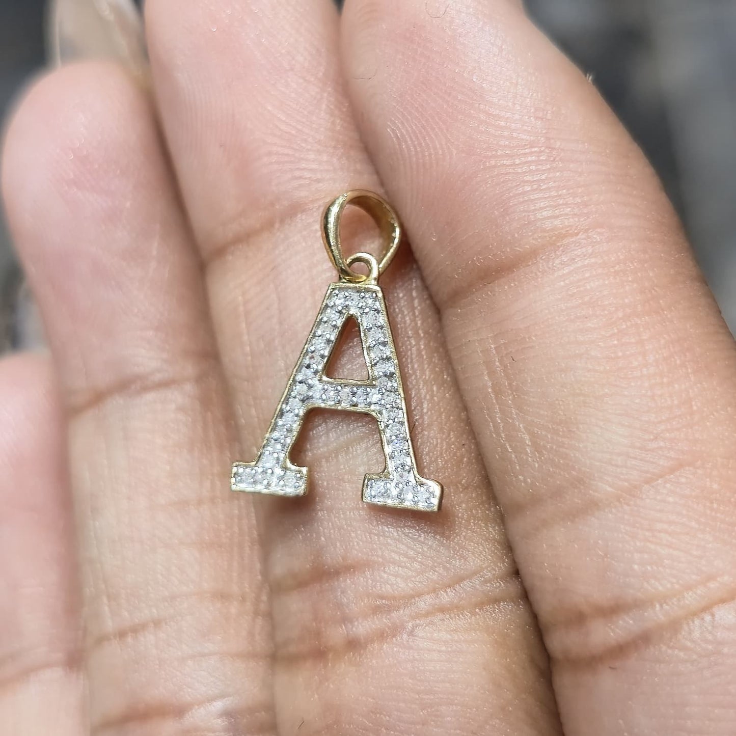 DEAL!!! 1/10CT Diamond Initial A Pendant 10K Yellow Gold Letter Charm (Geniune)