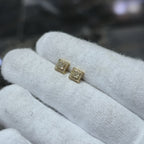 DEAL! 10K Gold Genuine Cluster Diamond Halo Square Studs Earrings 0.17ct 5 mm