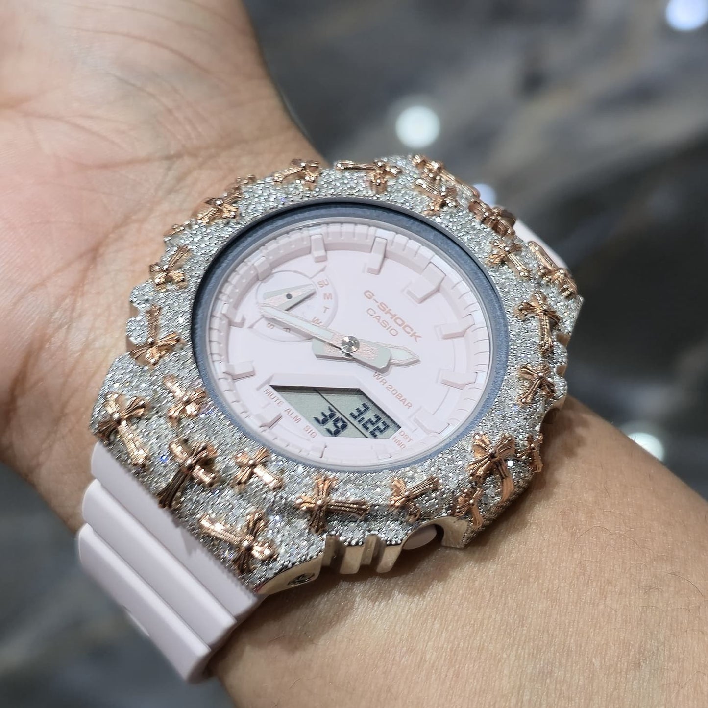 Authentic Diamond G-SHOCK GA-2100 Watch Cross Bezel | 5.00 CTW Natural Diamonds