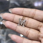 DEAL!!! 0.11CTW Natural Diamond "M" Letter Pendant 10K Yellow Gold Initial Charm