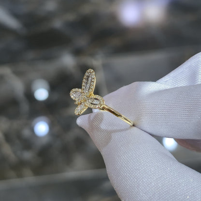 10k Solid Yellow Gold Butterfly Ring  0.33 CTW Natural Diamonds Size 7