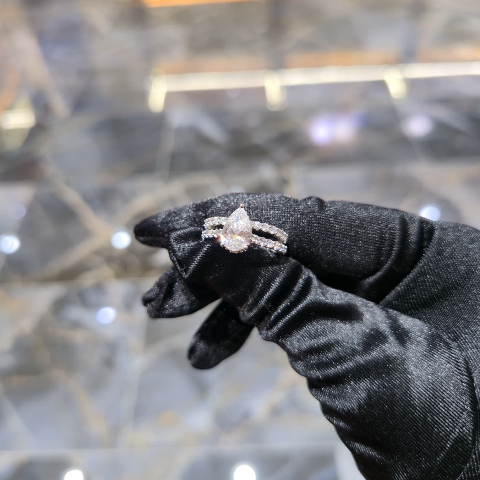 Lab Diamond Pear Teardrop Engagement Ring Set White Silver 3.00 ctw