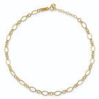 Real 14kt Yellow Gold Fancy Link 9in with 1in ext Anklet; 9 inch