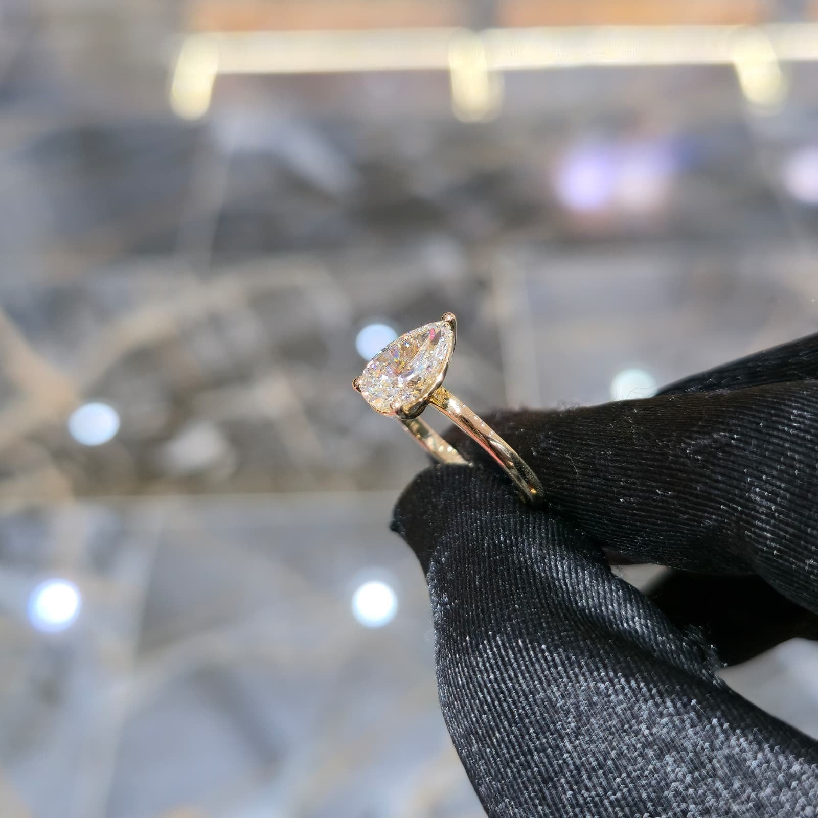 14K Gold 2.01ctw Lab Grown Diamond Pear Cut Ring F VS2 Solitaire Jewelry Palace