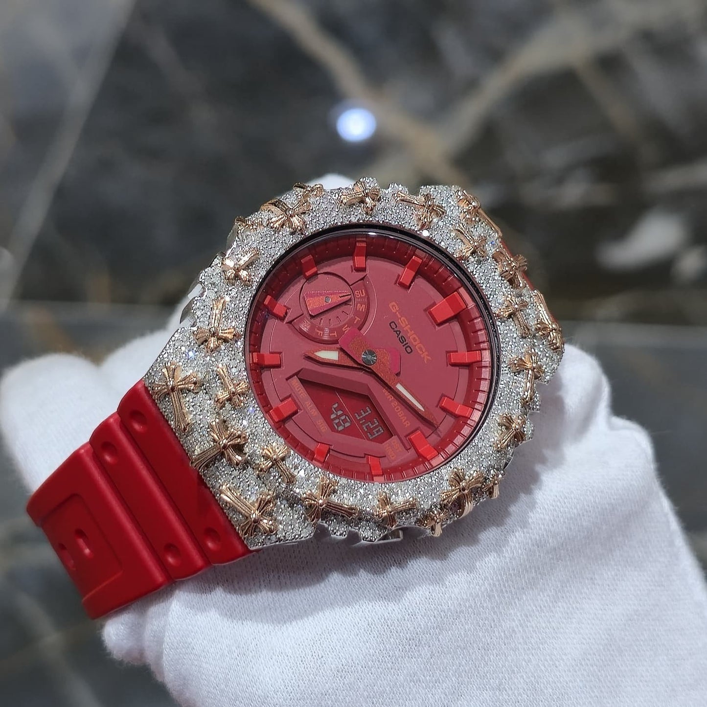 Diamond G-SHOCK GA2100 Watch Cross Bezel | 5.00 CTW Natural Diamonds