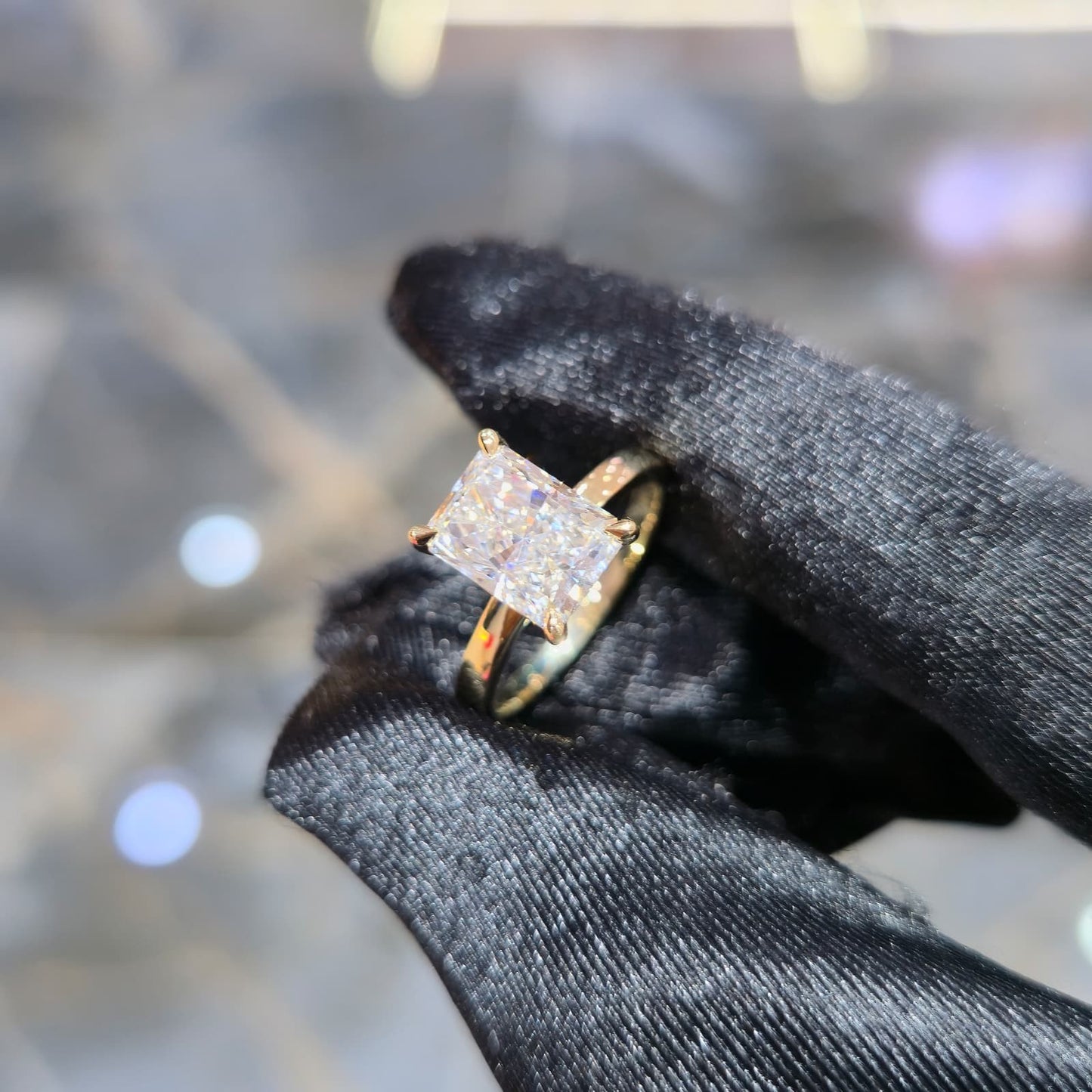 14K Gold 3.01ctw Lab Grown Diamond Radiant Ring F VS2 Solitaire Jewelry Palace