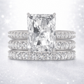 11.49CT Radiant Lab Grown Diamond Ring Set E VVS2 | 14K White Gold | Hidden Halo