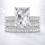 11.49CT Radiant Lab Grown Diamond Ring Set E VVS2 | 14K White Gold | Hidden Halo