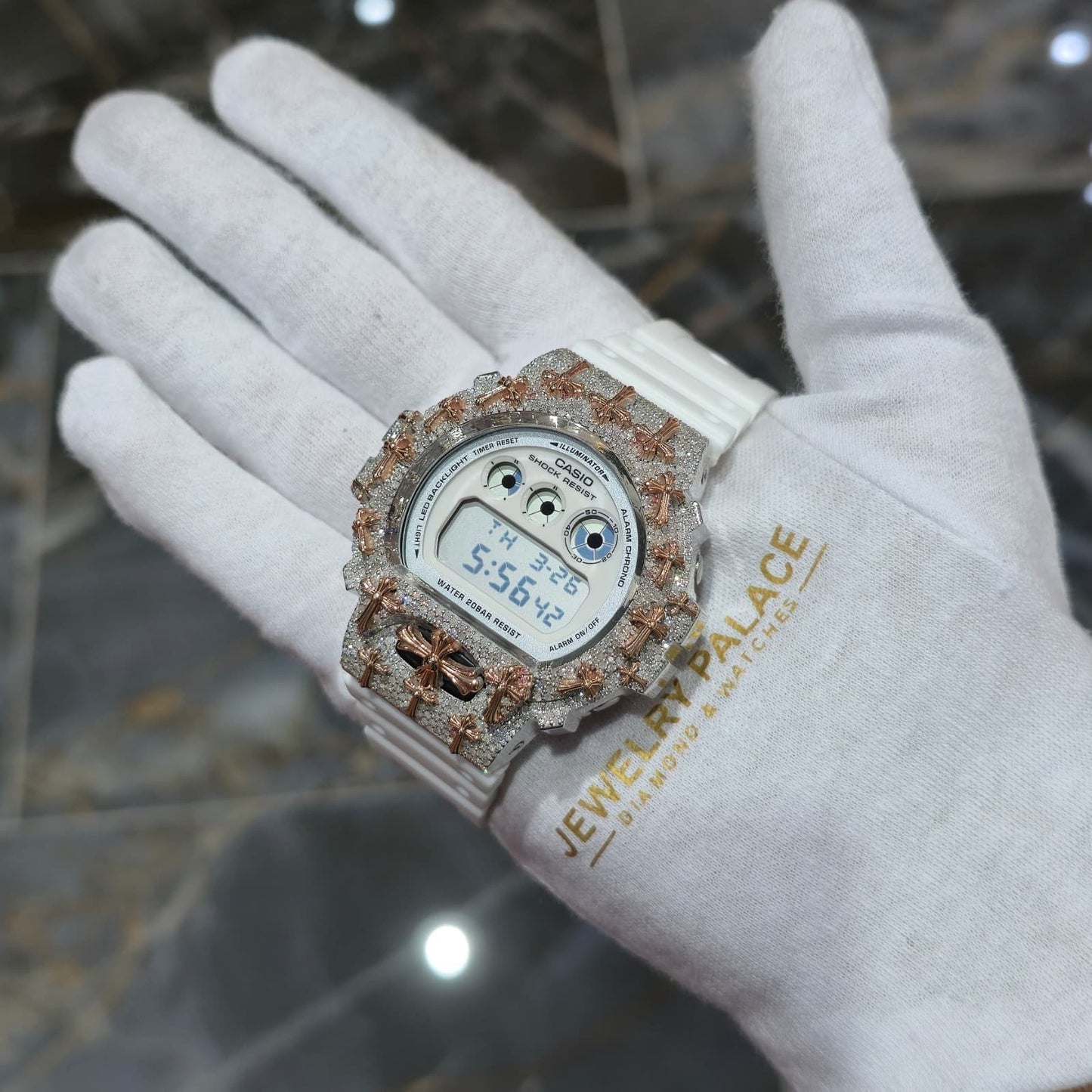 Authentic Diamond G-SHOCK DW6900TR Watch Cross Bezel | 5.00 CTW Natural Diamonds