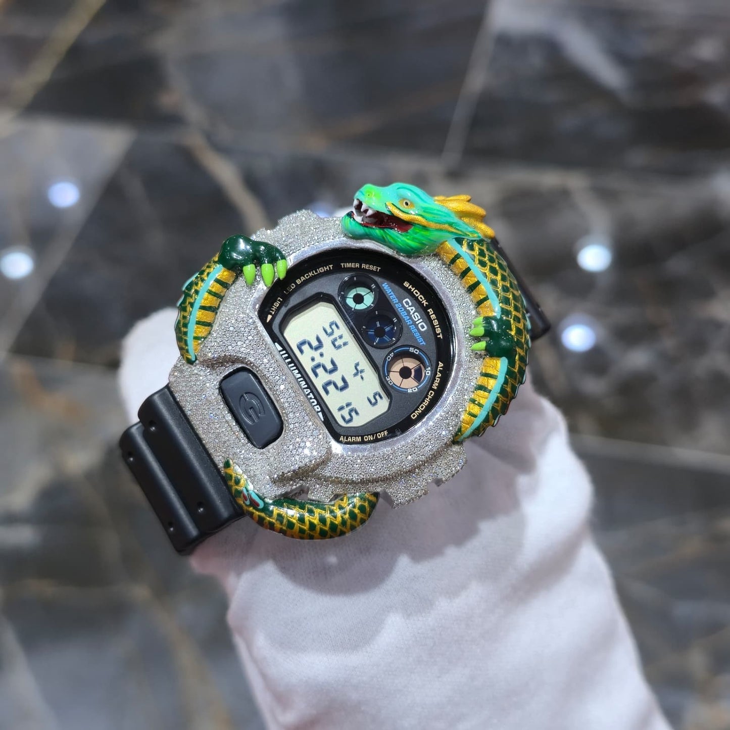Casio G-Shock (Black) 6900 Iced Out Diamond Watch 5 CTW