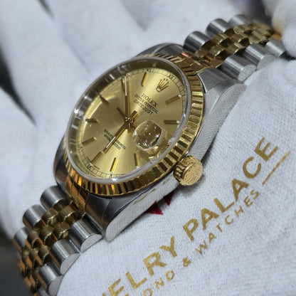 Rolex Datejust 36 16233 Champagne Dial Vintage Two Tone Jubilee Gold Steel