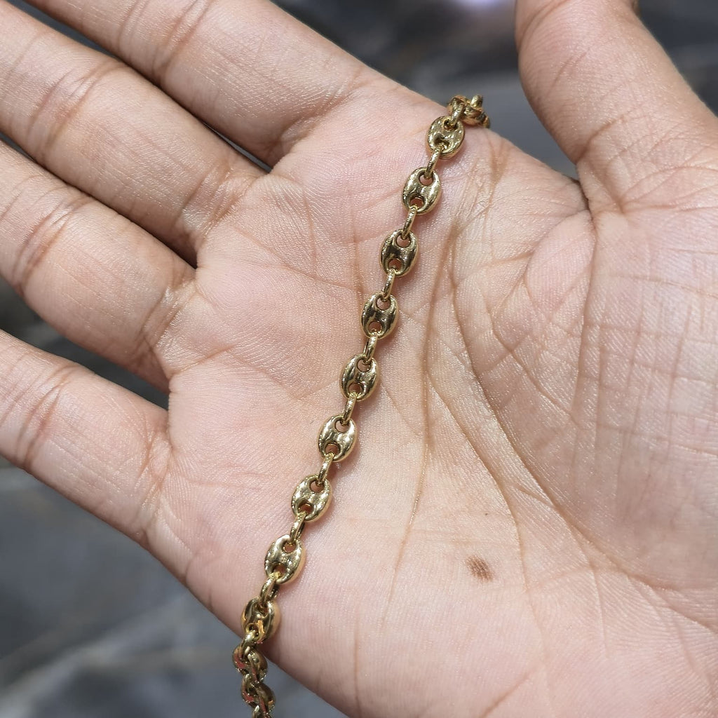 Real 10K Yellow Gold Hollow Puff Gucci Link 5 mm Bracelet 7 inch 4.13 grams