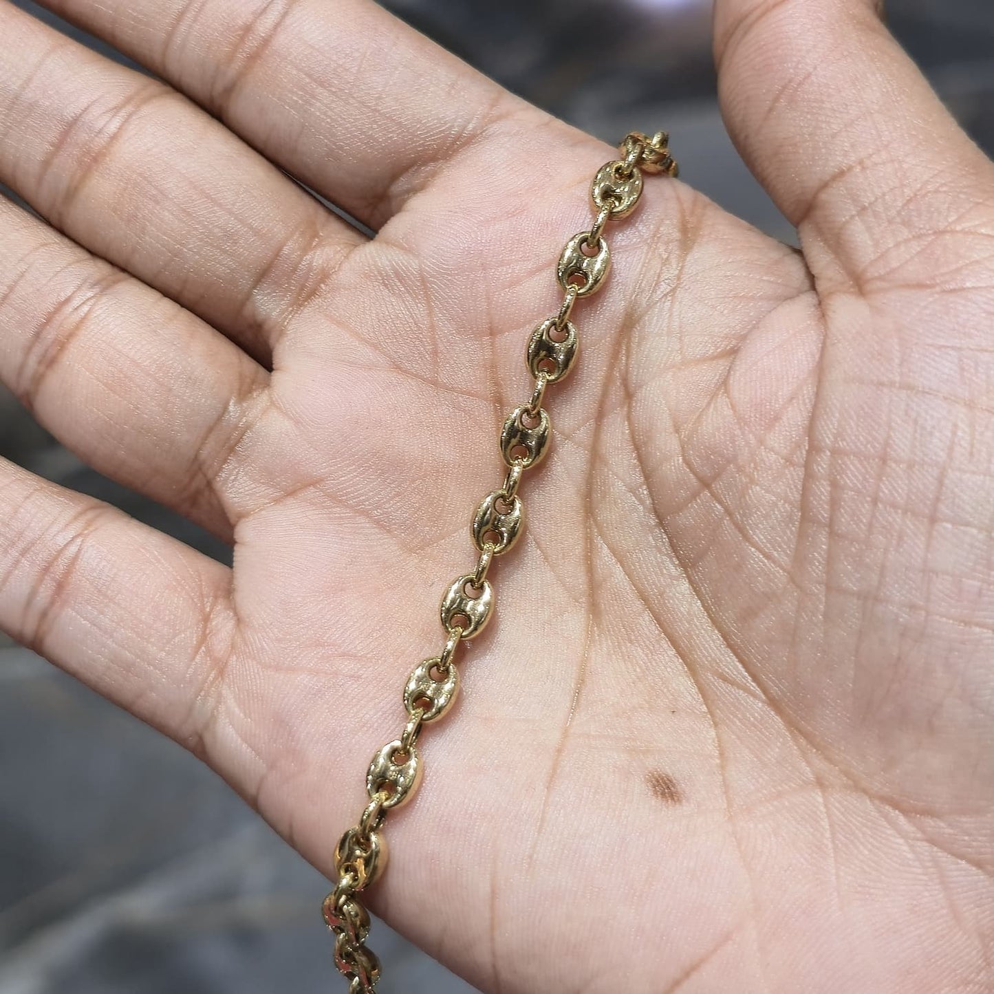 Real 10K Yellow Gold Hollow Puff Gucci Link 5 mm Bracelet 7 inch 4.13 grams