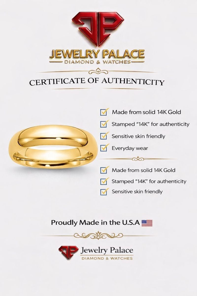 Solid Real 14K Yellow Gold Wedding Anniversary Band Ring Comfort Fit Mens Womens