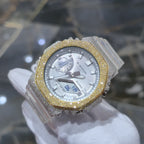 Casio G-Shock S2100  Iced Out Natural Diamond Watch 5CT | Silver Dial Clear Band