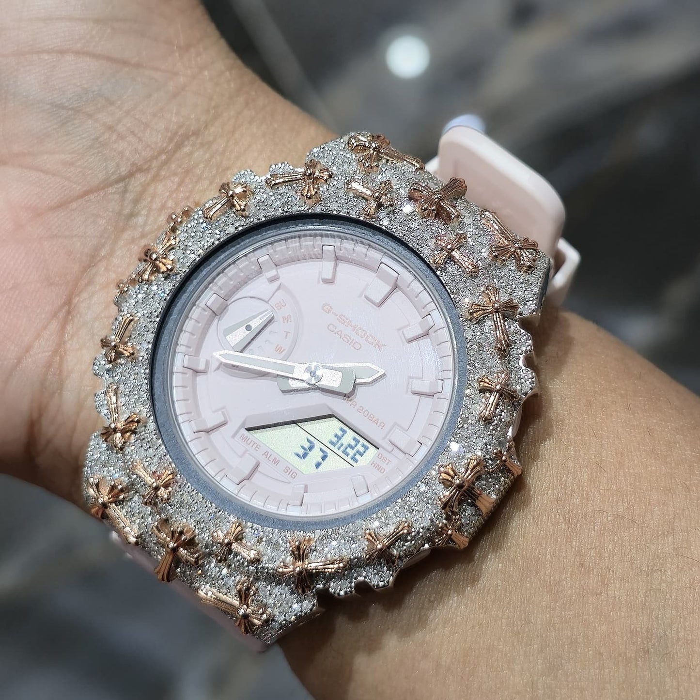 Authentic Diamond G-SHOCK GA-2100 Watch Cross Bezel | 5.00 CTW Natural Diamonds