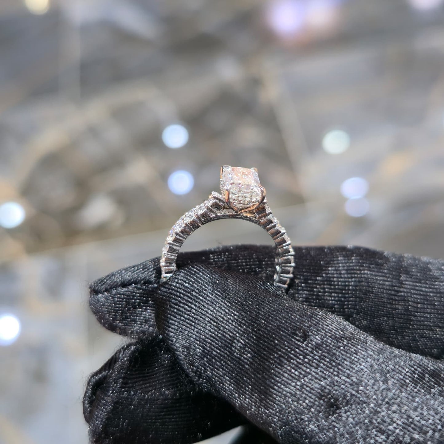 Silver Lab Grown Diamond Radiant Ring 1.50ct Center 3.00ctw Total