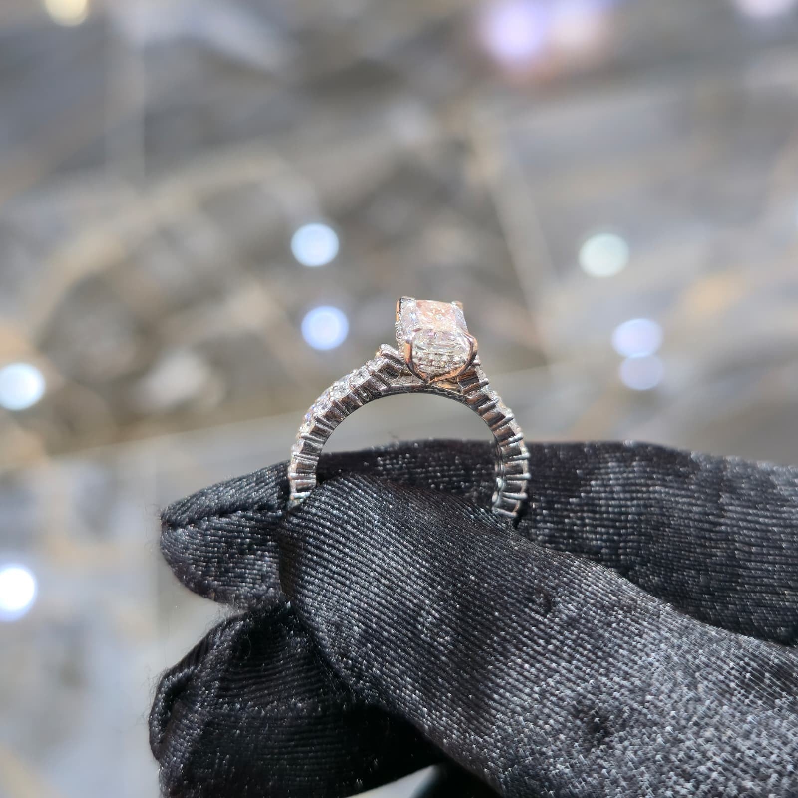 Silver Lab Grown Diamond Radiant Ring 1.50ct Center 3.00ctw Total