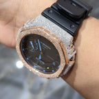 Casio G-Shock S2100  Iced Out Natural Diamond Watch 5CT | Black+ Blue MarkerDial