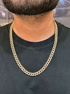 10K Yellow Gold Miami Cuban Genuine Diamond Chain Necklace 8MM 12.45 CT 22 INCH