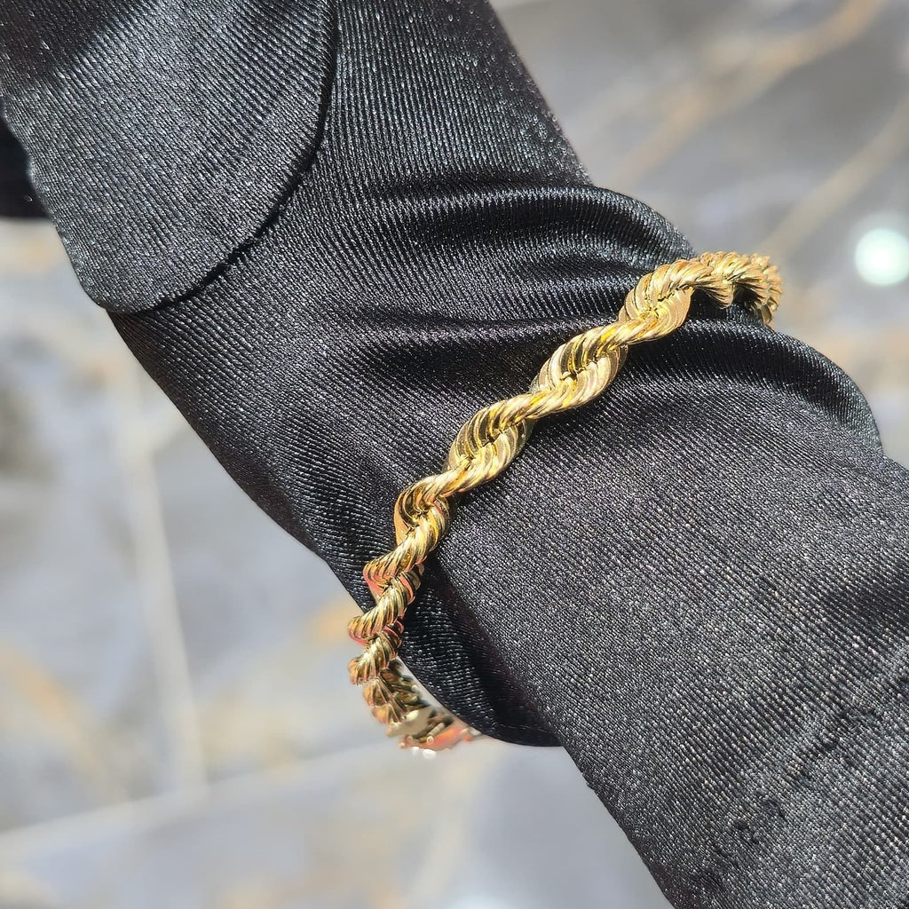 10K Gold Rope Chain Bracelet 5.5mm 8 Inch Solid Yellow Gold Men Women