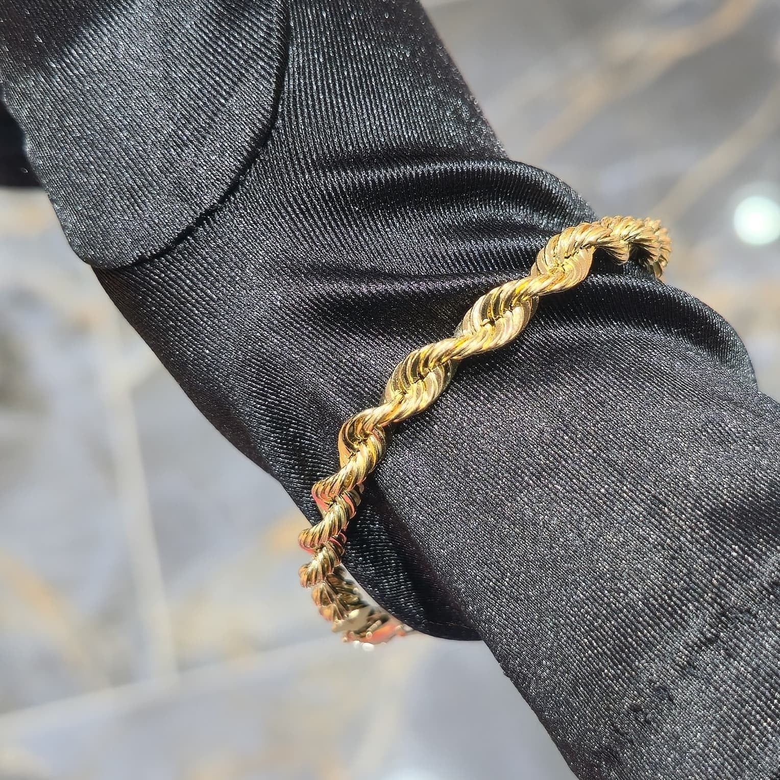 10K Gold Rope Chain Bracelet 5.5mm 8 Inch Solid Yellow Gold Men Women