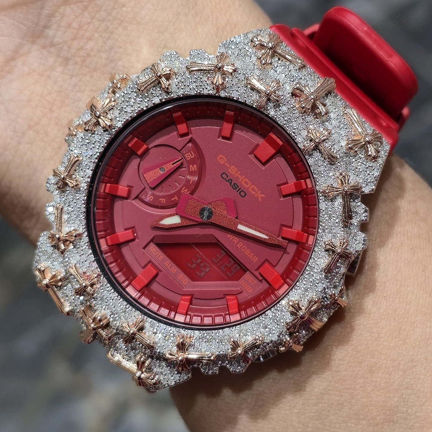 Diamond G-SHOCK GA2100 Watch Cross Bezel | 5.00 CTW Natural Diamonds