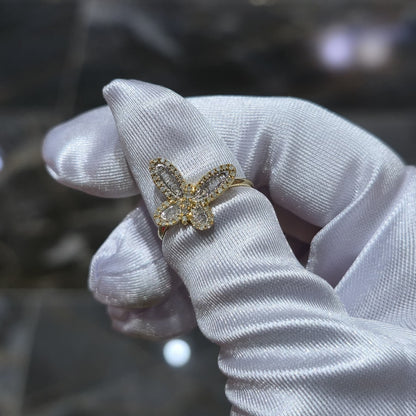 10k Solid Yellow Gold Butterfly Ring  0.33 CTW Natural Diamonds Size 7