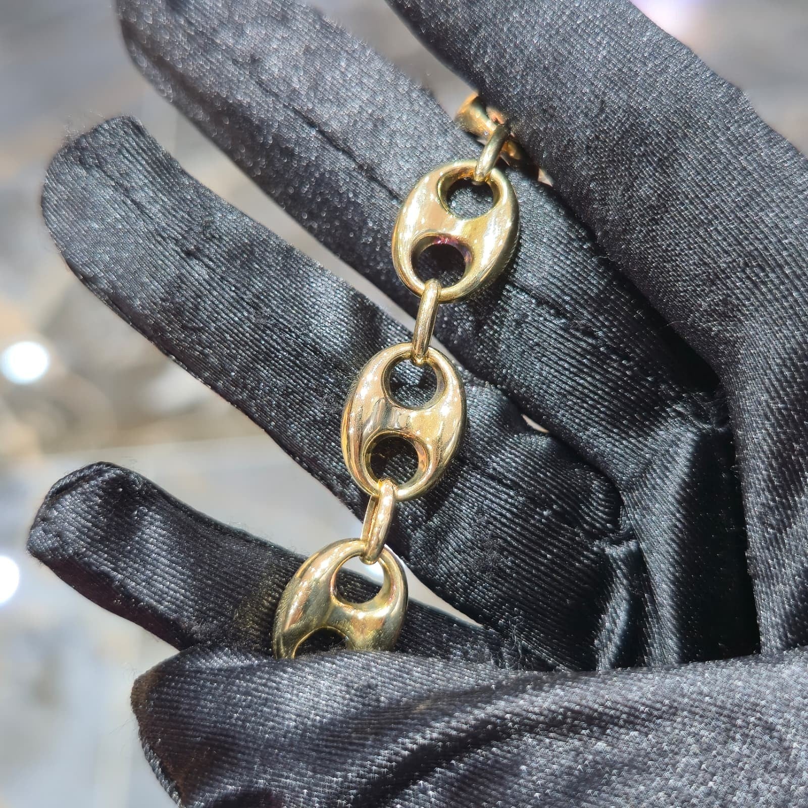 10KT Gold Puff Link Bracelet 12mm 7.5 Inch Solid Yellow Gold Women Men