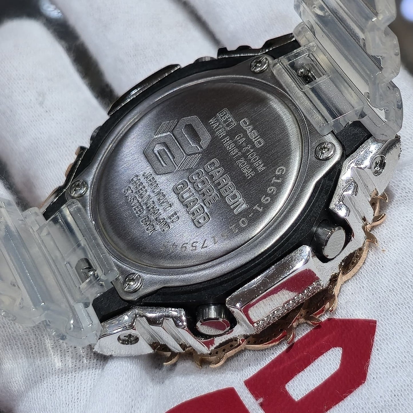 Authentic Casio G-Shock S2100  Iced Out Natural Diamond Watch 5CT | Silver Dial