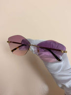 Cartier Panthere Rimless Sunglasses Purple/Pink Gradient Lens Authentic Full Set