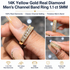14K Yellow Gold Real Diamond Men’s Channel Set Band Ring 1.00 CTW 5MM | BAND
